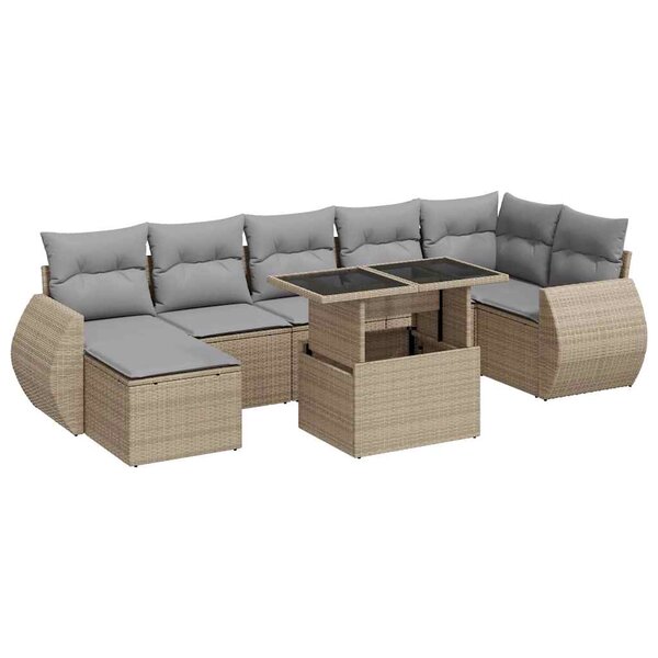 vidaXL Salon de jardin avec coussins 8 Pièces beige résine tressée