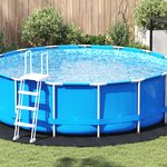 vidaXL Tapis de sol de piscine noir Ø 366 cm en tissu non tissé rond.