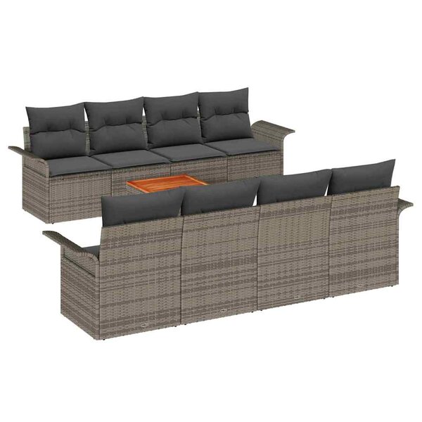 vidaXL Ensemble de canapé de jardin avec stockage 9 Pièces Gris polyrotin