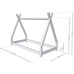 Lit Tipi enfant bois massif naturel 90 x 190 cm