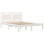 vidaXL Cadre de lit Blanc Bois massif 150x200 cm Très grand