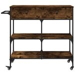vidaXL Chariot de cuisine chêne fumé 105x42x95 cm bois d'ingénierie