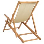 vidaXL Chaise de plage Beige Bois de teck massif
