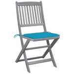vidaXL Chaises pliables d'extérieur lot de 6 et coussins Bois d'acacia