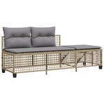 vidaXL Salon de jardin d'angle avec coussins 3Pièces mélange beige rotin