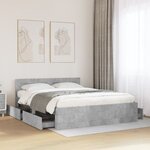 vidaXL Cadre de lit et tête de lit sans matelas gris béton 150x200 cm