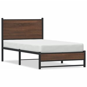vidaXL Cadre de lit en métal sans matelas chêne marron 90x200 cm