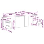 vidaXL Tête de lit avec armoire 3 Pièces Bois Ancien Bois d'ingénierie