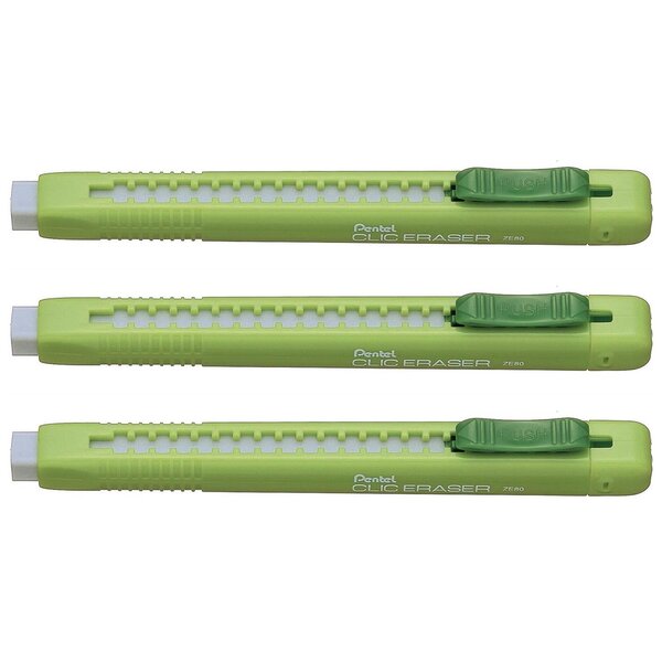 Stylo gomme CLIC ERASER  Corps Vert Clair x 3 PENTEL
