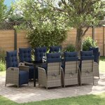 vidaXL Ensemble de salle à manger pour jardin 9 Pièces Gris et Noir Rotin