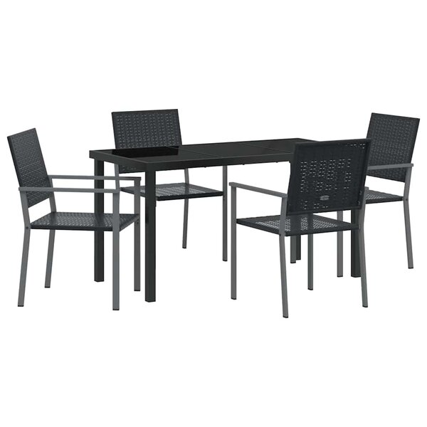 vidaXL Ensemble de salle à manger pour jardin 5 Pièces Noir Rotin PE