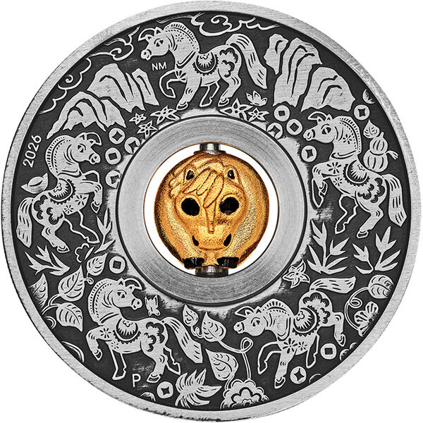 Pièce de monnaie en Argent 1 Dollar g 31.1 (1 oz) Millésime 2023 Rotating Charm YEAR OF THE HORSE (PRÉCOMMANDE)