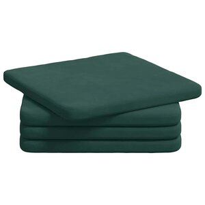 vidaXL Coussins de siège 4 pc Velours Vert foncé 40 x 40 x 3 cm
