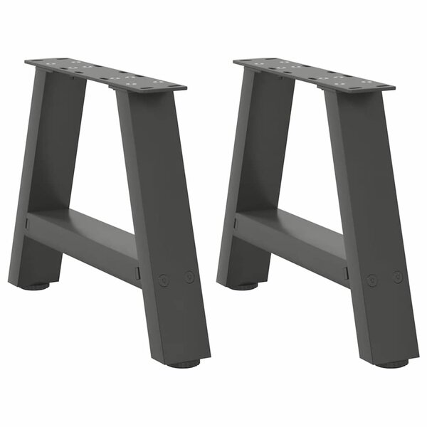 vidaXL Pieds de table basse en forme de A  2 pièces  anthracite  50 x (30-31) cm  acier