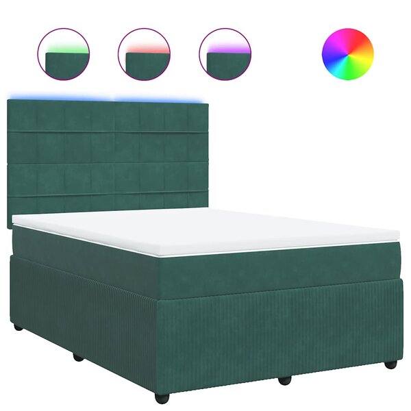 vidaXL Sommier à lattes de lit et matelas Vert foncé 140x190cm Velours