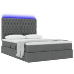 vidaXL Lit de rangement LED avec matelas Gris foncé 140 x 190 cm Tissu