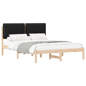 vidaXL Cadre de lit avec tête de lit rembourrée Noir 150 x 200 cm