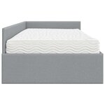 vidaXL Cadre de lit d'angle avec matelas Autre 2 Pièces Gris clair tissu