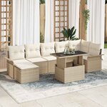 vidaXL Ensemble de canapé de jardin 8 Pièces Beige Poly rotin