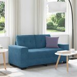 vidaXL Canapé deux places avec coussin Bleu Velours