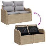 Ensemble de canapés de jardin 7 pièces avec coussins beige en poly rattan