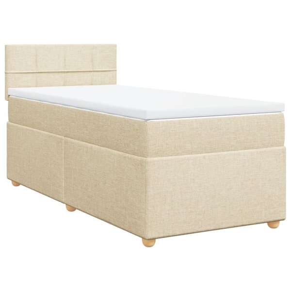 vidaXL Sommier à lattes de lit avec matelas Crème 90x200 cm Tissu