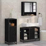 vidaXL Ensemble de mobilier de salle de bain 3 Pièces Chêne noir