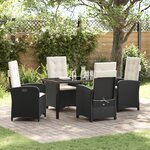 vidaXL Ensemble de dining de jardin 5 pièces avec coussins Rattan poly noir