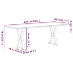 vidaXL Table à manger avec bord vivant 220x80x74 cm bois massif chêne