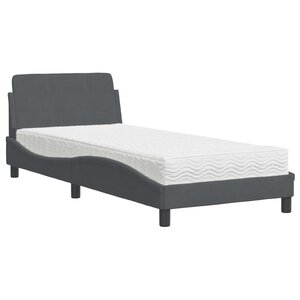 vidaXL Lit avec matelas Dover gris foncé 80x200 cm velours