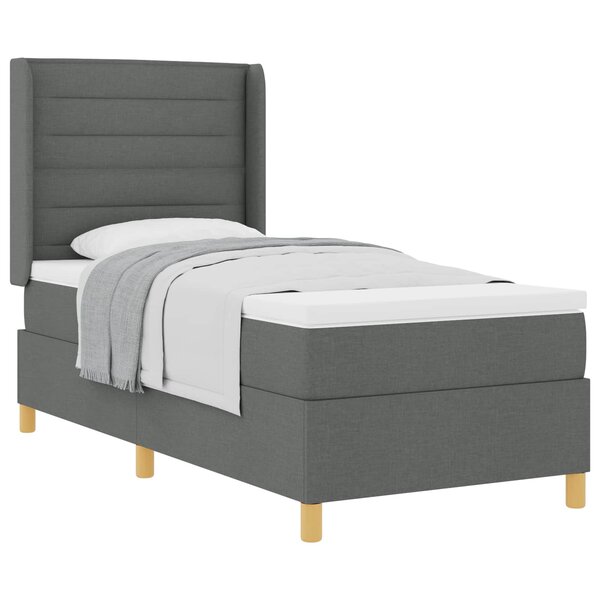 vidaXL Lit à ressorts avec matelas Gris foncé 80 x 200 cm tissu