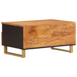 vidaXL Table basse marron et noir 80x54x40 cm bois de massif manguier