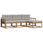 vidaXL Ensemble de canapés d'extérieur 4 pc Gris Naturel et Clair