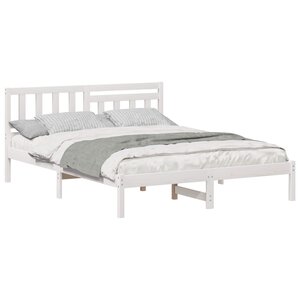 vidaXL Cadre de lit avec tête de lit Blanc 150 x 200 cm Pin massif