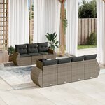 vidaXL Salon de jardin 8 Pièces avec coussins gris résine tressée