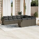 vidaXL Salon de jardin avec coussins 10 Pièces gris clair résine tressée