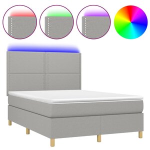 vidaXL Sommier à lattes de lit et matelas et LED Gris clair 140x190 cm