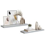 vidaXL Étagères murales flottantes 2 Pièces gris béton 80x23 5x3 8 cm MDF
