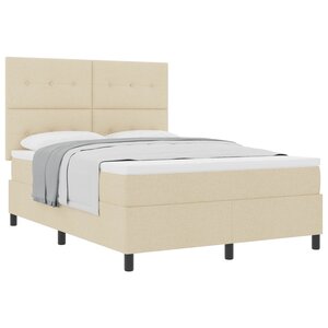 vidaXL Lit à ressorts avec matelas Crème 140 x 190 cm tissu