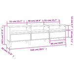 vidaXL Meuble TV Sonoma gris 150x30x44 5 cm bois d'ingénierie