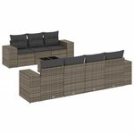 vidaXL Salon de jardin 8 Pièces avec coussins gris résine tressée