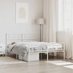 vidaXL Cadre de lit métal sans matelas et pied de lit blanc 140x200 cm