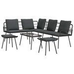vidaXL Ensemble de canapé de jardin 4 Pièces Noir polyrotin