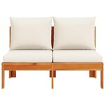 vidaXL Canapé de jardin sans accoudoirs coussins 2 places bois acacia