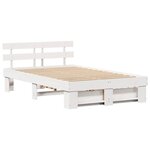 vidaXL Cadre de lit avec tiroir Blanc 140 x 190 cm Bois massif en pin