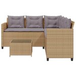 vidaXL Canapé de jardin avec table et coussins en forme de L beige