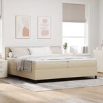 vidaXL Lit à Sommier avec Matelas & Lumière LED Vert Gris 200x200 cm Tissu Côtelé