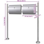 Double boîte à lettre sur support en acier inoxydable