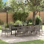 vidaXL Ensemble de salle à manger pour jardin 9 Pièces Gris polyrotin