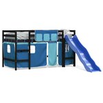 vidaXL Lit mezzanine enfants avec rideaux sans matelas bleu 90x190 cm